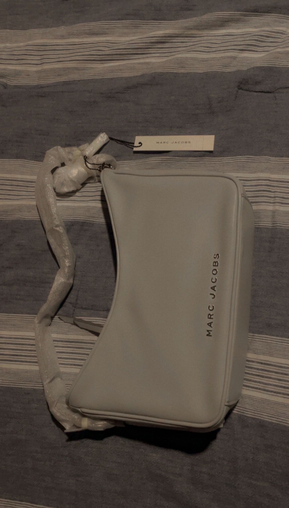 Marc Jacobs Shoulder Bag Purse Gray Leather Baguette
