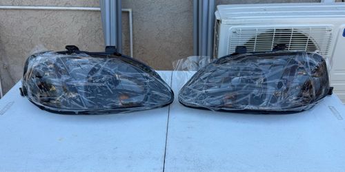 99-00 Honda Civic Smoke Amber Reflector Headlights