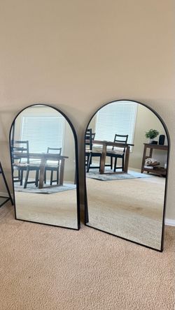Set of 2 Black Arched Mirrors – 24” x 36”