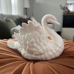 Vintage Swan Figurine, White Porcelain, Embassy Fine China, Small Swan Planter