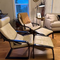 Set Of Two Chairs With Ottomans 
