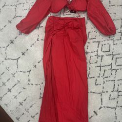 New Red 2 Piece Skirt Set - Small
