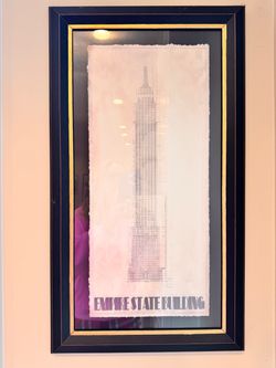 Empire State Building NYC Architecture Drawing Framed Black Gold