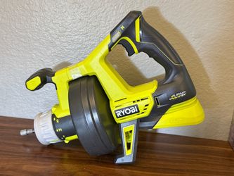 RYOBI ONE+18V Cordless Drain Auger 25 ft Cable,LED Light,Auto Feed/Retract, Enclosed Drum (Tool only