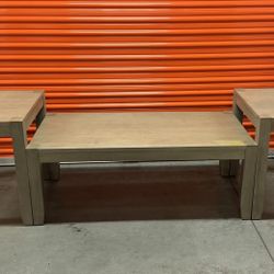 3-Piece Wood Table Set – 2 End Tables & 1 Coffee Table – Modern Tan Finish