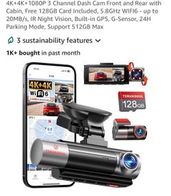 Dash cam front and back 4k/4k