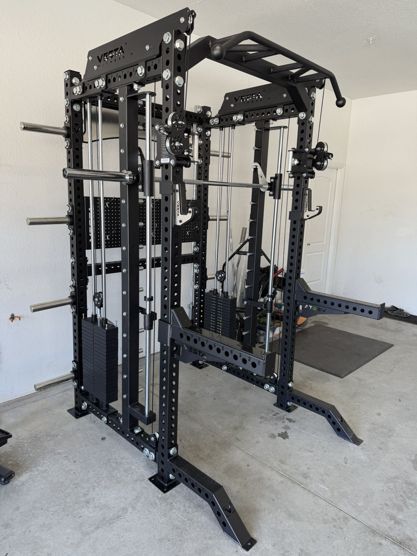 PRO SERIES Ultimate 3-1 Half Rack Functional Trainer w/Smith Machine Bar | 400lb Stack | Gym Equipment | Fitness | Commercial | Squat Rack