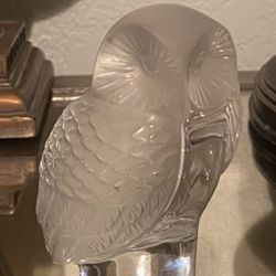 Lalique Frosted Crystal Owl