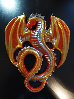 Large Resin Decorative Red Dragon- Wall Decor -Art hanging Accent piece