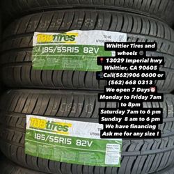 SET OF NEW TIRES, 185/55R15 TBB , INCLUDING MOUNTING AND BALANCING. ASK ME FOR ANY SIZE OR BRAND, LLANTAS NUEVAS