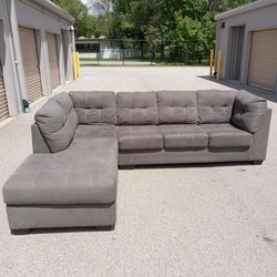 (Barely Used) Gray Ashley Furniture Pitkin 2-Piece Sectional Couch Sofa - Free Delivery