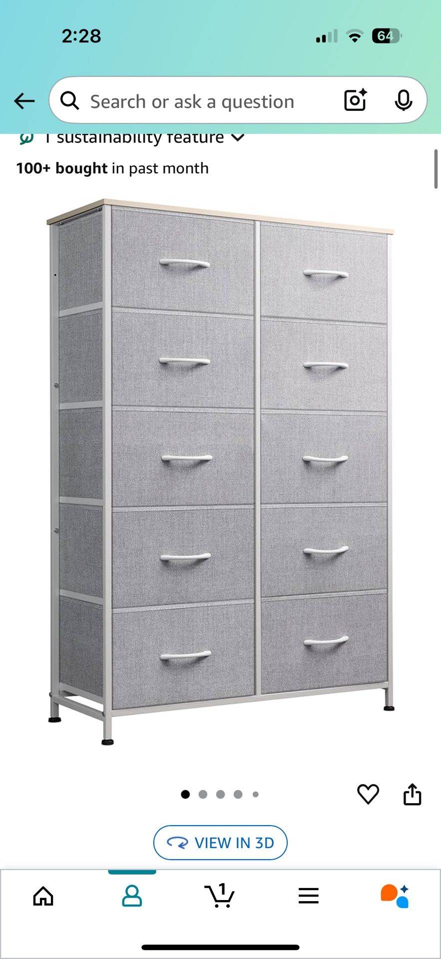 WLIVE 10 Drawer Fabric Dresser 