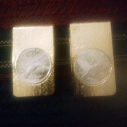 Two 2 GM .999 Silver Rounds In Money Clips