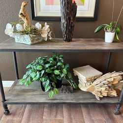Restoration Hardware Reclaimed Wood And Metal Console Table On Casters 52"W X 20"D X 31"H