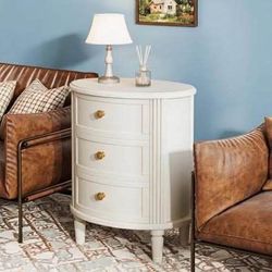 SALE! New Single Beige Mid Century Modern Oval Night Stand