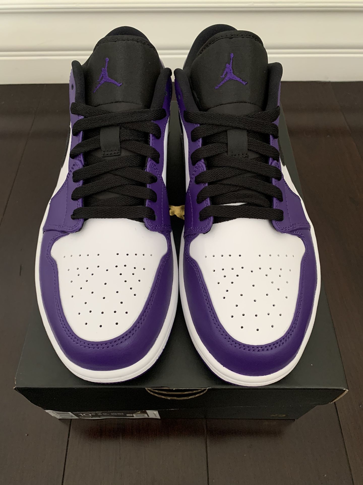 Jordan 1 Low Court Purple Lakers Size 10.5