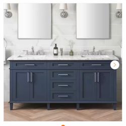 Sonoma 72 in. Double Sink Freestanding Midnight Blue Bath Vanity with Carrara Marble Top (Assembled)