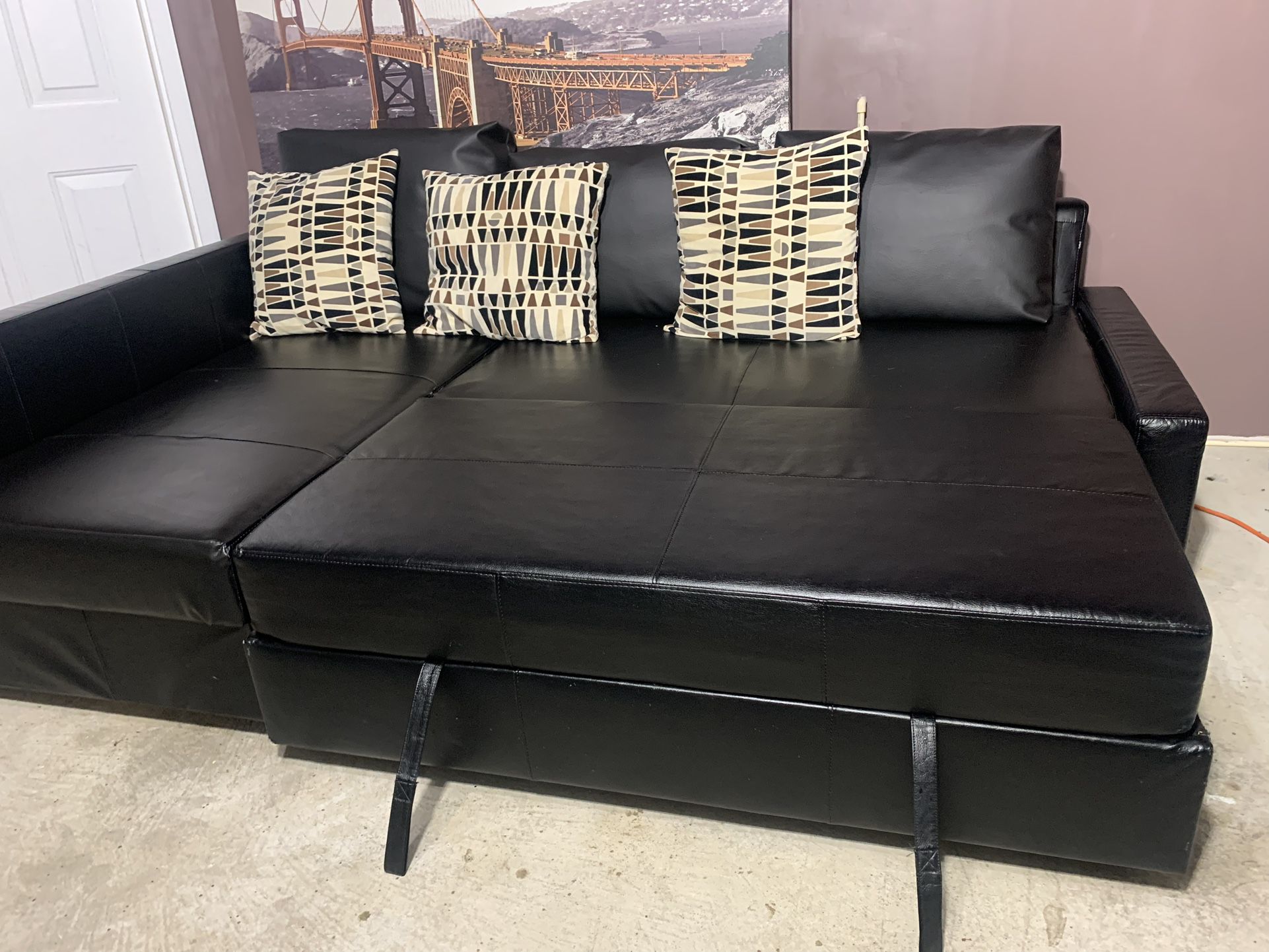 black leather ikea friheten sleeper sofa - Can Deliver