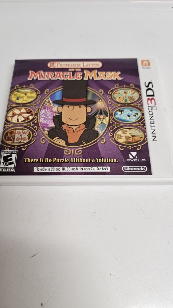 Nintendo 3DS Professor Layton and the  Miracle MaskCase and Instructions