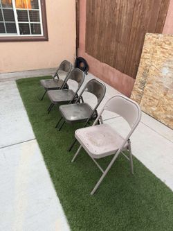 Metal Folding Chairs Set of 5