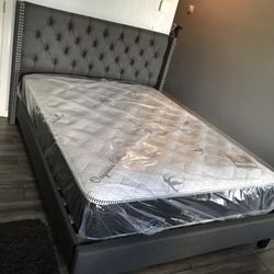 New Queen Size Platform Bed Frame With Mattress Included! 
