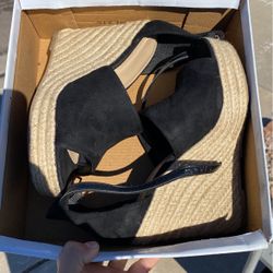 Black Wedge Heels  Size 6.5