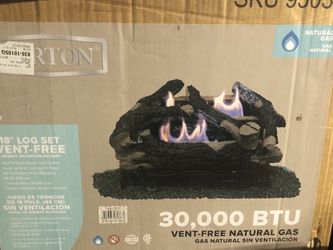 New Barton Vent-Free Natural Gas Log Set 18inch 30000 BTU