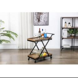 Better Homes & Gardens Entertainment Cart – Wood & Black, Brand New 