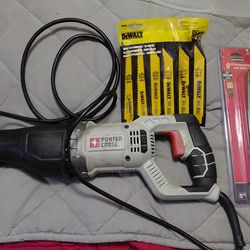 Porter Cable Reciprocating Saw with Dewalt and Warrior Blades