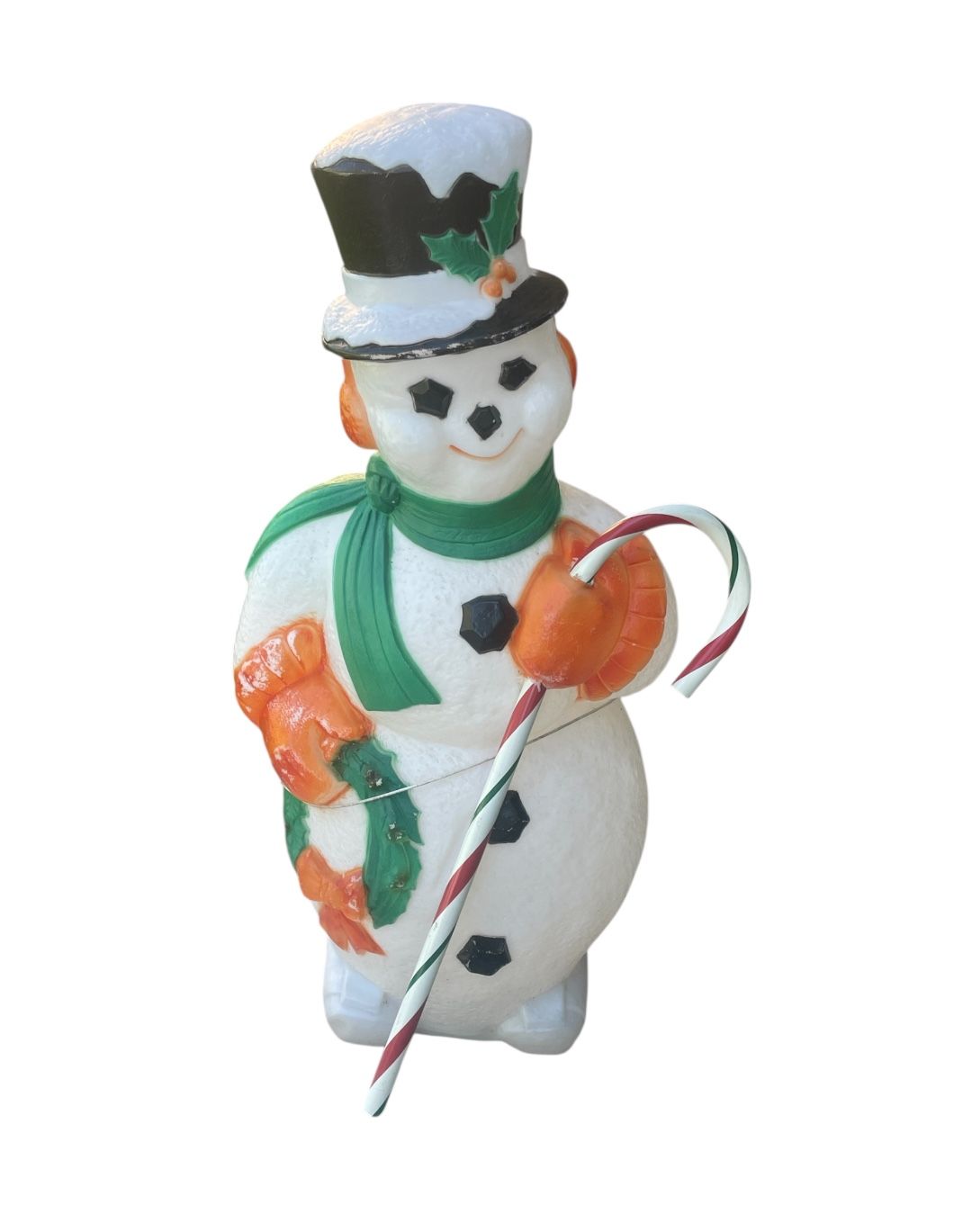 Vintage Lighted Snowman Blowmold 44” - Frosty Holding Christmas Wreath
