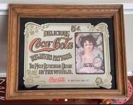 Coca Cola Mirror Sign 19x23 Inches just $10