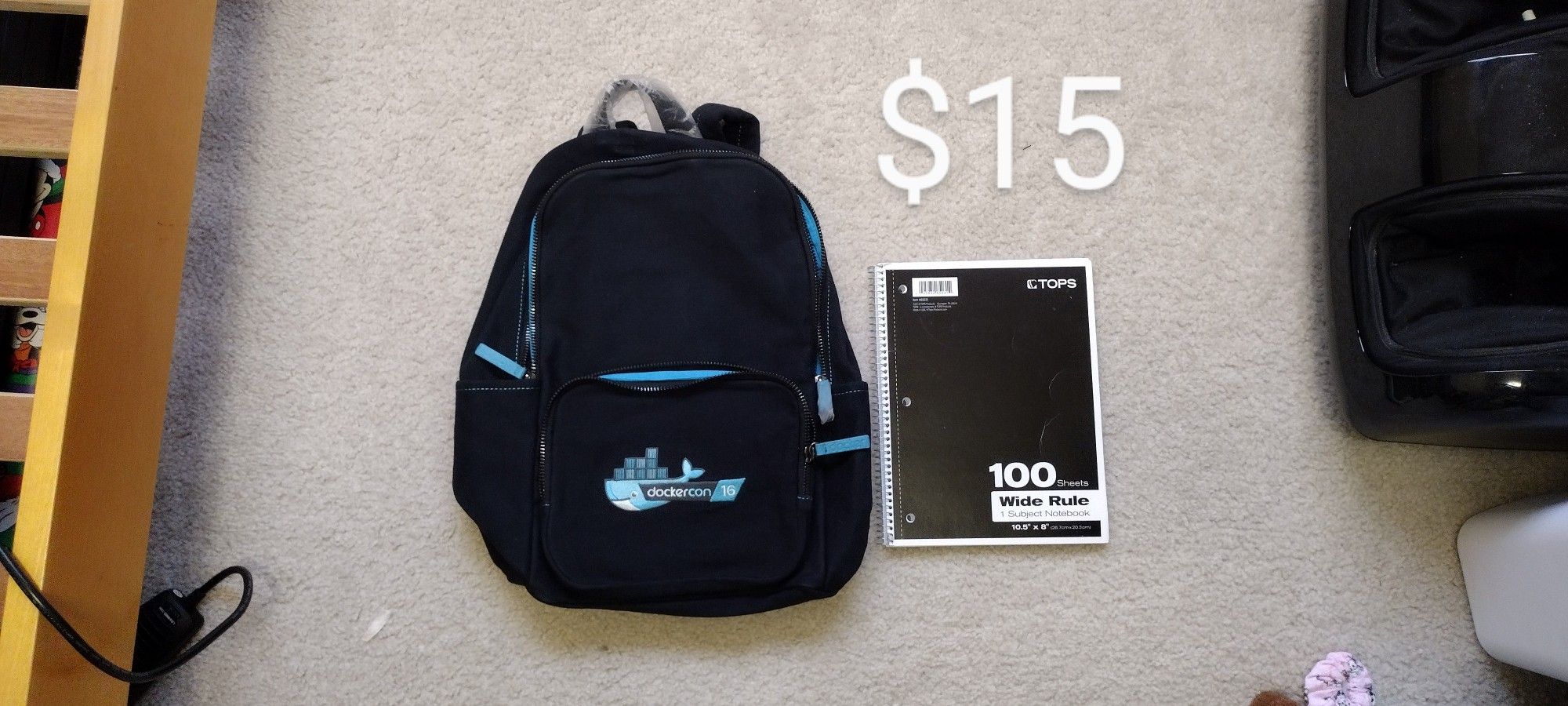 New Black Backpack. $15 Each.
