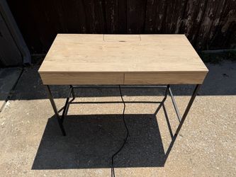Loring Wood Writing Desk with Drawers and Charging Station Oak - Threshold™