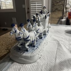 Vintage German Porcelain Horse Carriage 