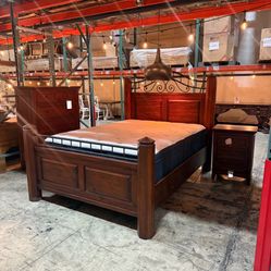 SALE! Four Poster Walnut Ridge Bed Frame with Metal Detail