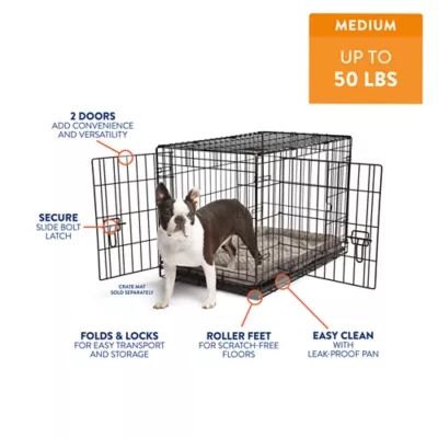 CONCETTA 30 Inch Double-Door Folding Dog Crate, Portable Medium Dog Cage with Divider, Removable Leak-Proof Tray, Kennel for Small/Medium Dogs