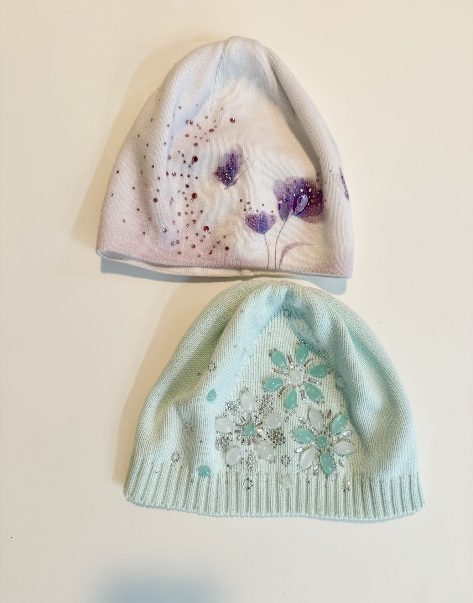 2 Girls’ Hats, European Design With Embellishments, Size 4-6 Years Old