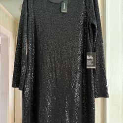 Black Fine Sequin Dress Brand New Tags Are On Size L
