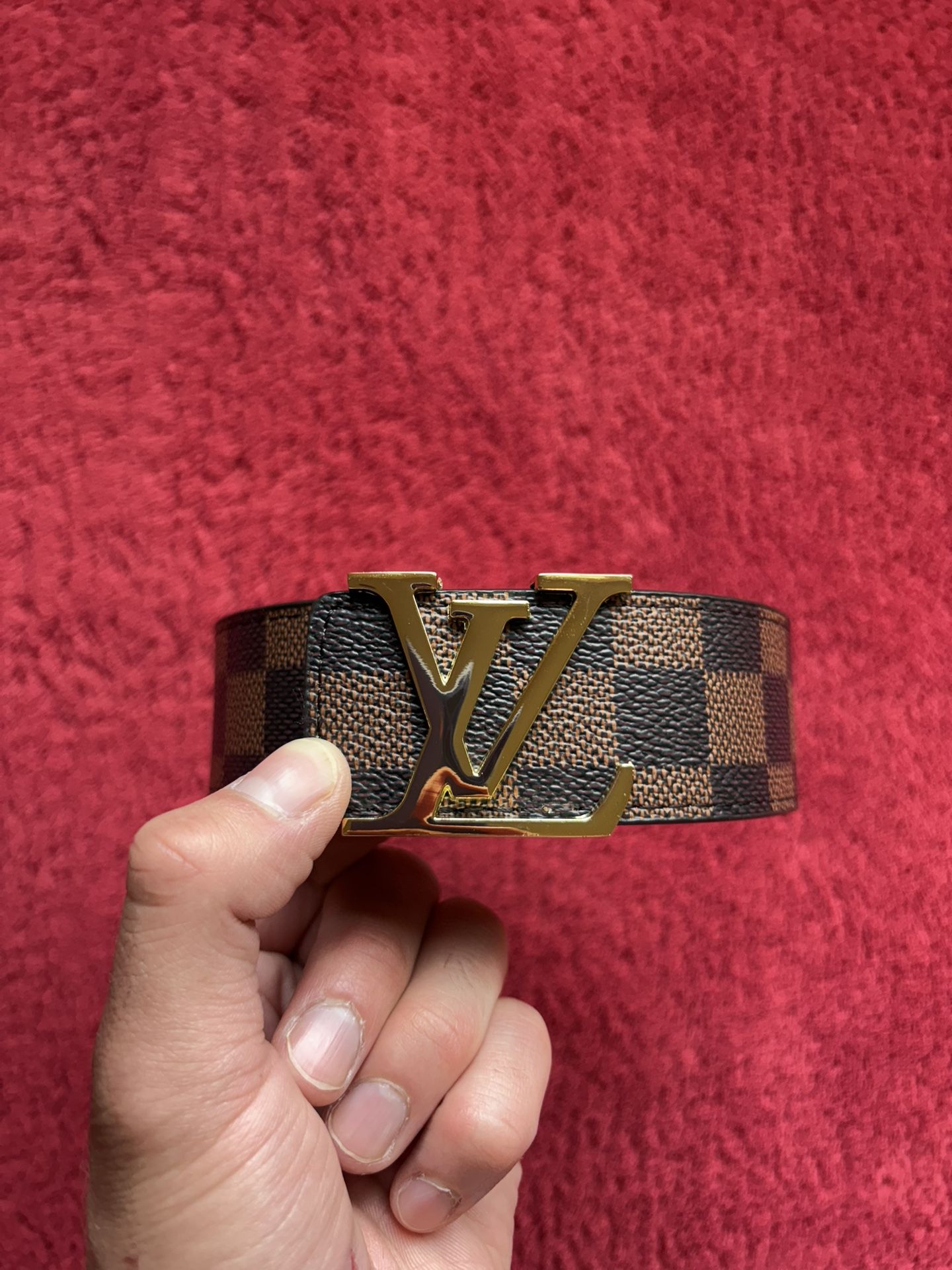 Brown and black Louis Vuitton monogram leather belt 46/115