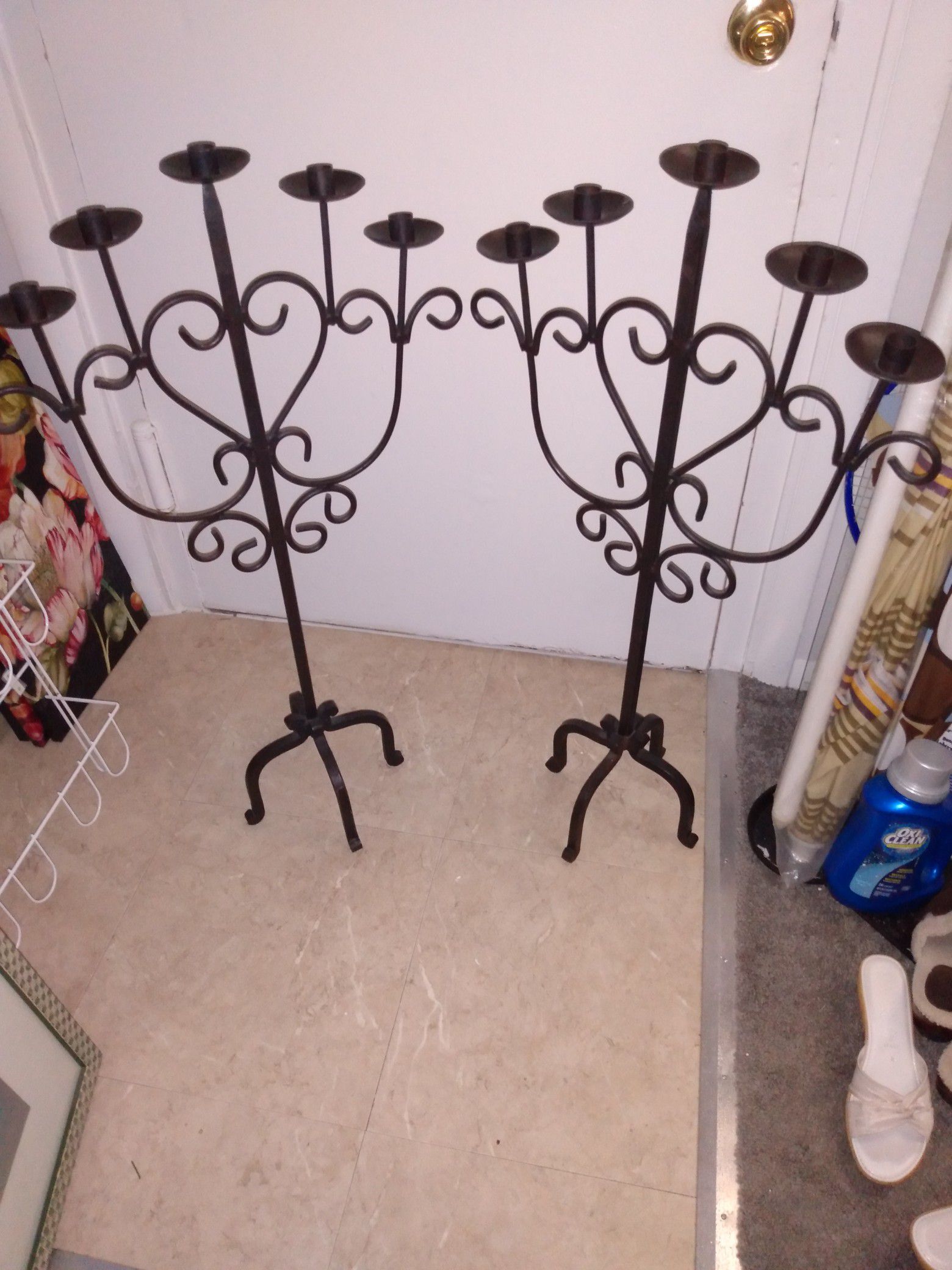 Solid metal floor candle holder 36 tall