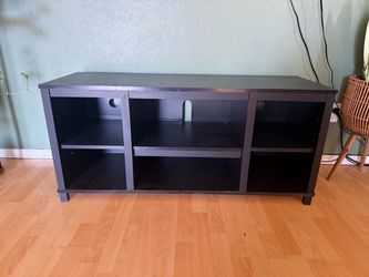 Black TV Stand with Open Shelves