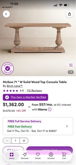 Birch Lane McKew 71" Solid Wood Console Table