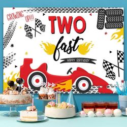 Two fast happy birthday banner backdrop 5x3 ft