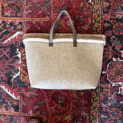NEW Faux Fur Tweed Vegan Handle Tote Bag