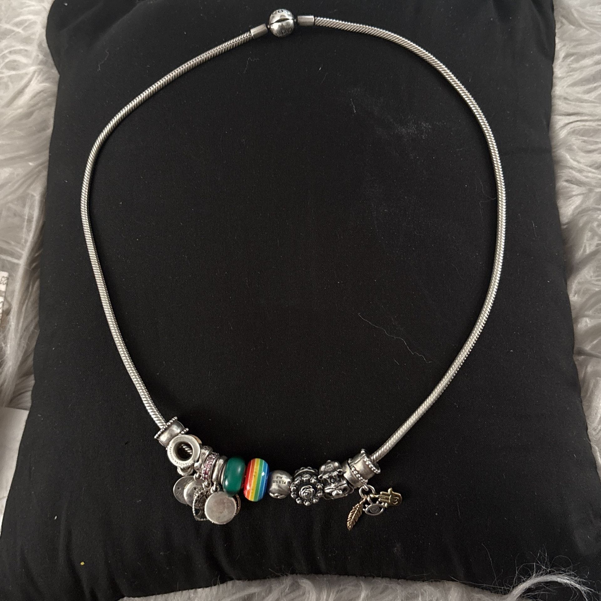 Pandora Necklace With 12 Charms