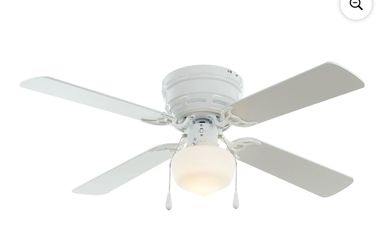 Mainstays 42" Hugger Metal Indoor Ceiling Fan with Light, White, 4 Blades, LED Bulb, Reverse Airflow