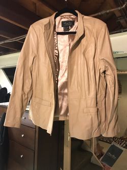 Camel color genuine leather coat