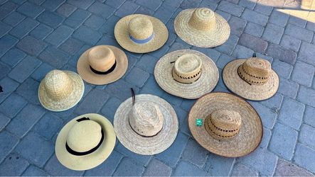 Lot of 9 Straw Sun Hats