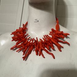 New orange plastic coral statement piece necklace Jewlery boho beach costume