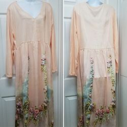 Peach Floral Dress XL